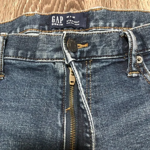 Gap Men's 36x32 Dark Indigo Straight Fit Denim Jeans - Picture 5 of 9